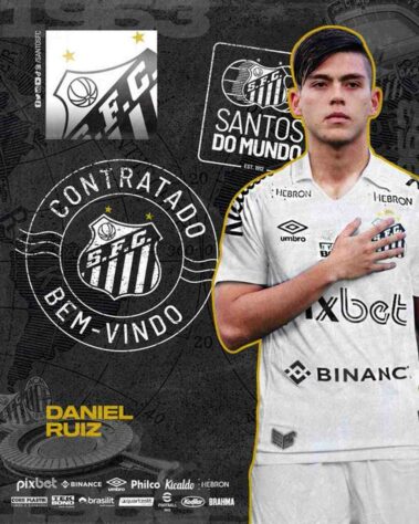 FECHADO - O Santos anunciou a contratação do meia Daniel Ruiz, de 21 anos. A jovem promessa do futebol colombiano chega por empréstimo junto ao Millonarios (COL) até o fim de 2023, com opção de compra e valor fixado.