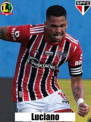 LUCIANO: O camisa 10 voltou aos titulares sem encontrar uma posição. Deu a assistência para o gol, é verdade, mas pouco colaborou além disso, perdido na marcação adversária - NOTA 5