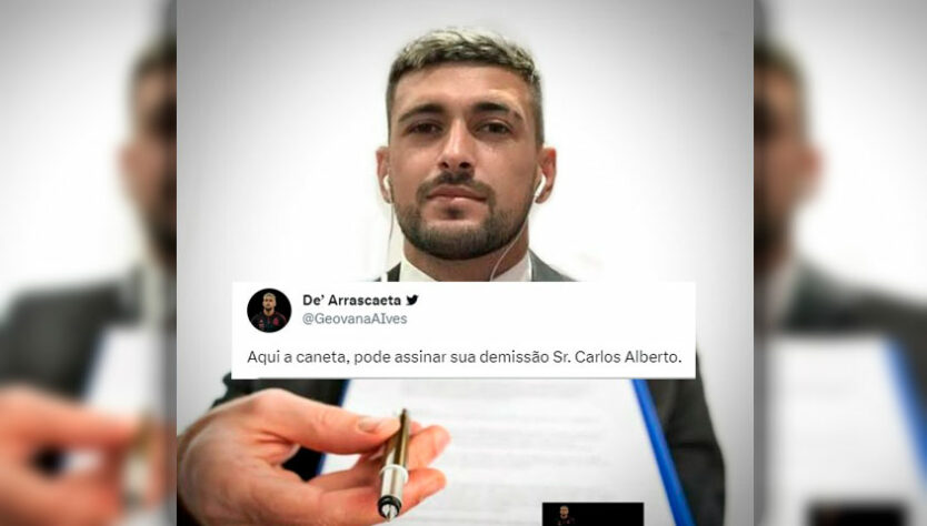 Tudo por uma caneta do Arrascaeta! Carlos Alberto sofre com memes após demissão da Band.