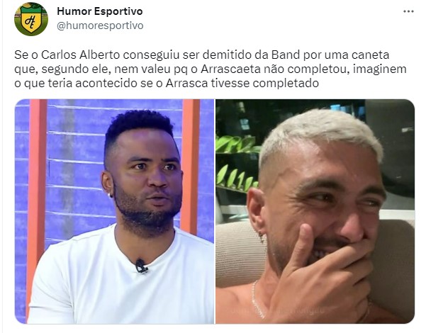 Tudo por uma caneta do Arrascaeta! Carlos Alberto sofre com memes após demissão da Band.