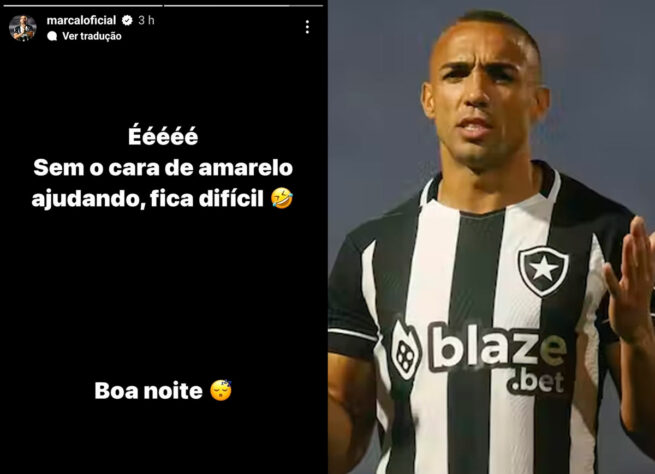 Marçal, lateral-esquerdo do Botafogo expulso no clássico contra o Flamengo, afirmou que "sem o cara de amarelo ajudando, fica difícil".