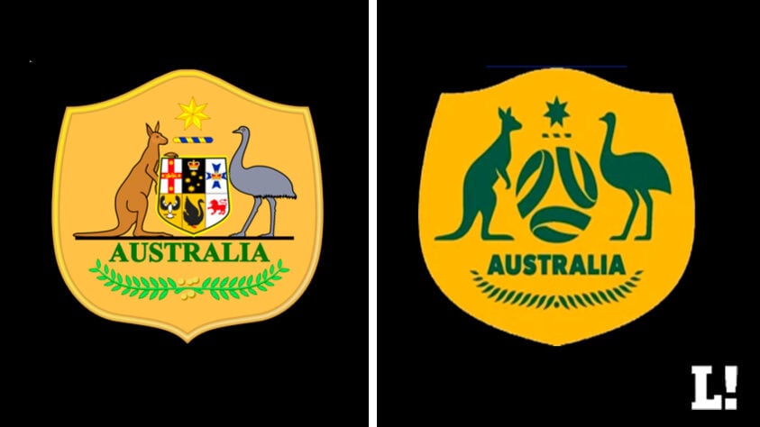 Escudo da Austrália, atualizado em 2019. (Antigo à esquerda e novo à direita)
