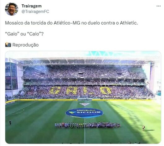 Mosaico da torcida do Atlético-MG antes do duelo contra o Athletic pelo Campeonato Mineiro virou zoeira para os rivais.