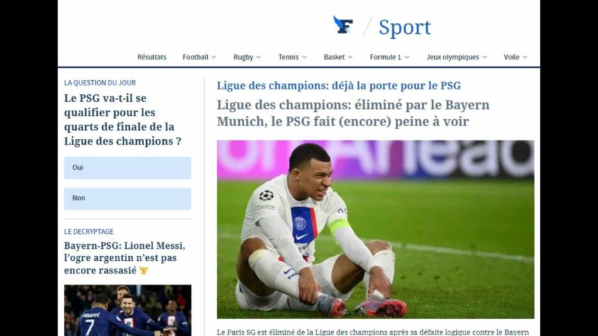 'Difícil de ver': o também francês 'Le Figaro' não poupou palavras para criticar a atuação do PSG. 