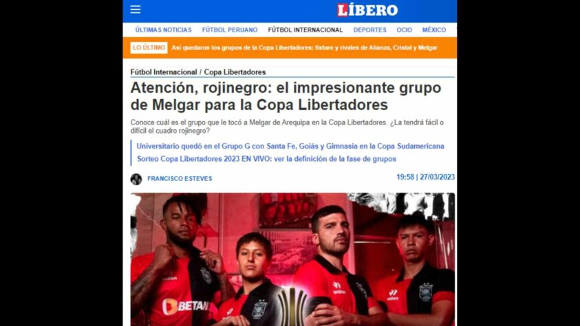 O site tratou o clube peruano como o grande beneficiado do sorteio, já que está no único grupo sem brasileiros ou argentinos. A publicação finaliza dizendo que essa configuração de grupo dá esperanças ao Melgar de uma classificação para o mata-mata da Libertadores. 