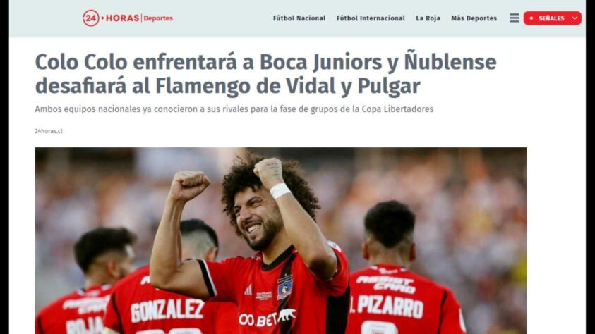 Continuando no Chile, o destaque da 'TVN Deportes' também ficou por conta de Flamengo e Boca Juniors, rivais de Ñublense e Colo-Colo. No entanto, a publicação fez questão de relembrar os jogadores chilenos presentes no elenco Rubro-Negro. 