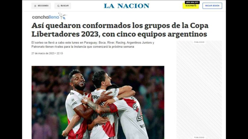 'La Nación', também da Argentina, colocou o grupo do Argentinos Juniors, como o mais difícil, com Del Valle, Corinthians e Liverpool-URU. 