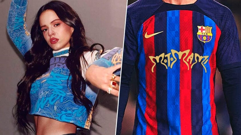 Rosalía (Barcelona) - A cantora espanhola Rosalía também foi homenageada na camisa do Barcelona no clássico contra o Real Madrid, no dia 19 de março. A aparição no uniforme foi resultado de uma parceria entre a plataforma musical Spotify e o clube catalão.