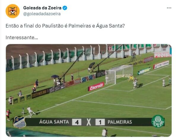 Será que tem nova surpresa? Torcedores relembram goleada do Água Santa sobre o Palmeiras em 2016.