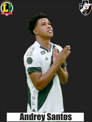 Andrey Santos - 4,0 - A cria do Vasco segue sem ter uma grande atuação desde que voltou ao clube. A torcida vaiou o jovem volante de 18 anos ao ser substituído.