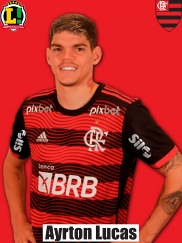 AYRTON LUCAS - 7,5 - Muito acionado, fez um bom primeiro tempo e participou dos principais lances de ataque do Flamengo. Foi mais discreto após o intervalo, sendo muito exigido na marcação, mas coroou a atuação ao marcar o terceiro gol do Flamengo, já no fim.