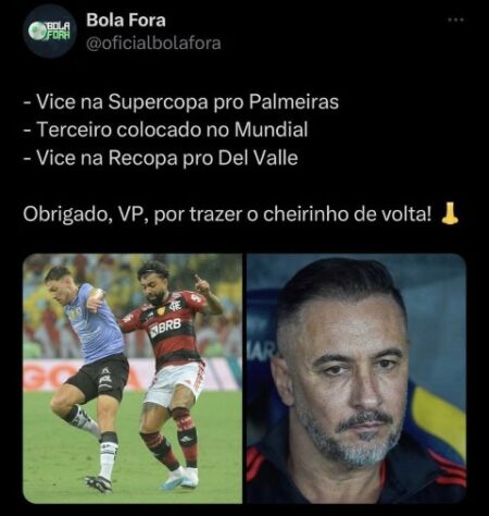 No "cheirinho" de novo! Após Supercopa do Brasil e Mundial de Clubes, frustração na Recopa rendeu memes com Vítor Pereira e com o Flamengo.