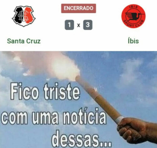 Torcedores rivais fazem memes provocando o Santa Cruz após derrota dolorosa para o Íbis