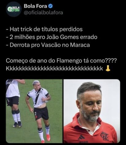 Campeonato Carioca: os melhores memes da vitória do Vasco por 1 a 0 sobre o Flamengo, no Maracanã.