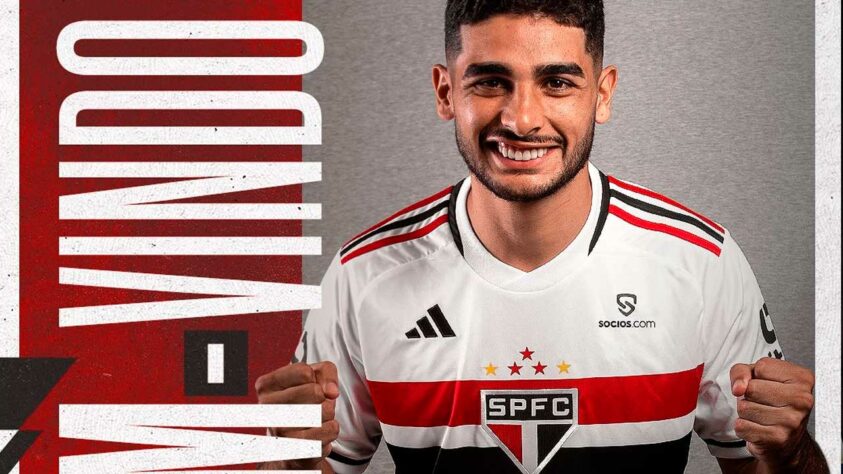 Michel Araujo - 30 de março de 2023 - Meia - O uruguaio chegou como um empréstimo do Fluminense ao São Paulo,  até o final de 2024, com opção de compra definida.