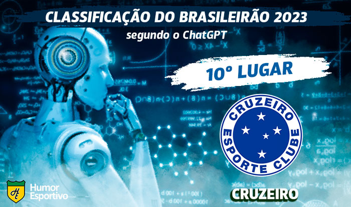 Classificação dos clubes da Série A do Brasileirão segundo o ChatGPT: Cruzeiro em 10º lugar.