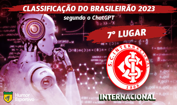 Classificação dos clubes da Série A do Brasileirão segundo o ChatGPT: Internacional em 7º lugar.