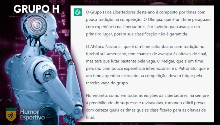 Por fim, no Grupo H o Olimpia é o favorito para passar de fase, junto com o Atlético Nacional. Melgar e o estreante Patronato são os azarões.