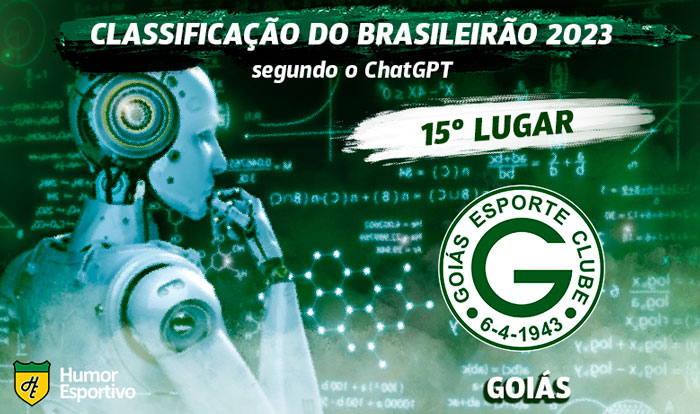 Classificação dos clubes da Série A do Brasileirão segundo o ChatGPT: Goiás em 15º lugar.