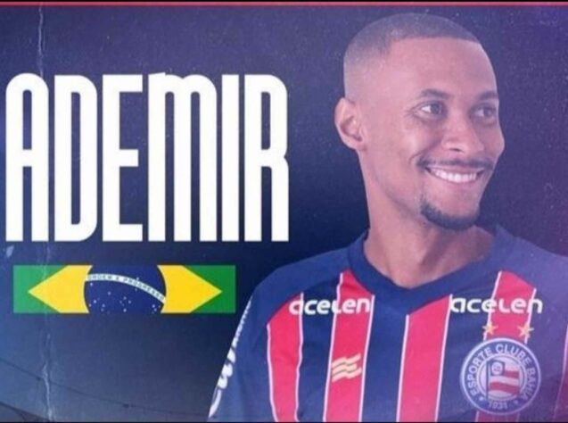 FECHADO - O Bahia anunciou em suas redes sociais a contratação do atacante Ademir, que estava no Atlético Mineiro. O jogador também estava na mira de Athletico-PR e Grêmio. Para vencer a negociação, o Bahia desembolsou cerca de US$ 2,5 milhões (R$ 13 milhões). 