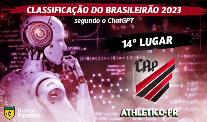 O Athletico Paranaense terminou o Brasileirão na 8ª colocação, seis posições acima da prevista pelo ChatGPT.