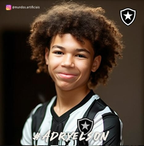 Botafogo: versão criança do Adryelson, criada com auxílio da inteligência artificial.