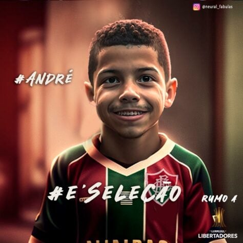 Fluminense: versão criança do André, criada com auxílio da inteligência artificial.
