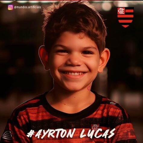 Flamengo: versão criança do Ayrton Lucas, criada com auxílio da inteligência artificial.