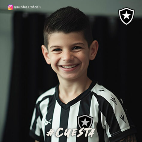 Botafogo: versão criança do Victor Cuesta, criada com auxílio da inteligência artificial.