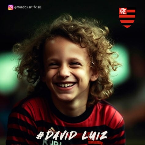 Flamengo: versão criança do David Luiz, criada com auxílio da inteligência artificial.