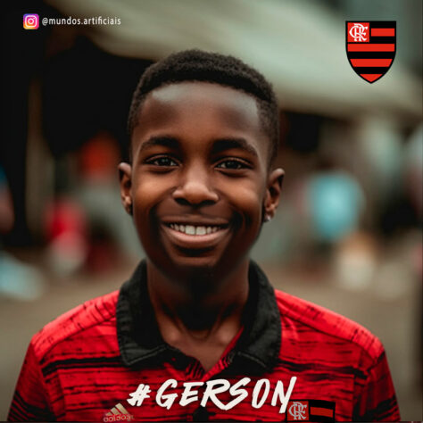Flamengo: versão criança do Gerson, criada com auxílio da inteligência artificial.