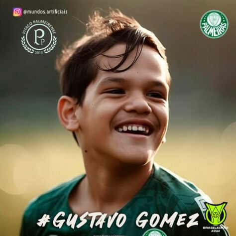 Palmeiras: versão criança do Gustavo Gómez, criada com auxílio da inteligência artificial.
