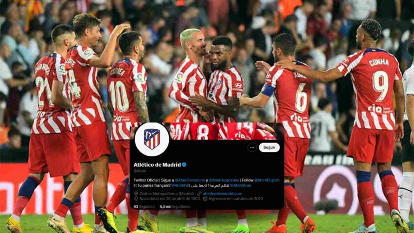 Outra situação inusitada ocorreu com o Atlético de Madrid, que não estava verificado até a tarde deste último sábado (22). No decorrer do dia, o clube ganhou o selo azul e o status de participante do programa 'Twitter Blue'. No entanto, situação bem diferente ocorreu no seu rival de Madri...