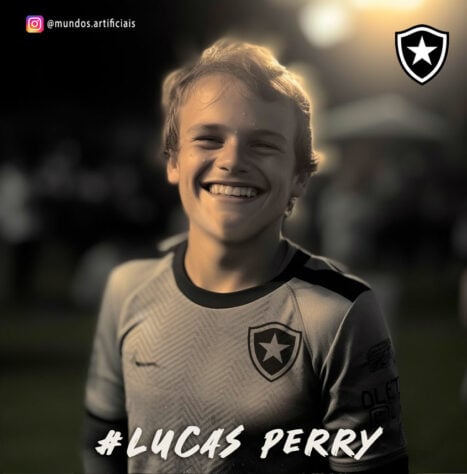 Botafogo: versão criança do goleiro Lucas Perri, criada com auxílio da inteligência artificial.