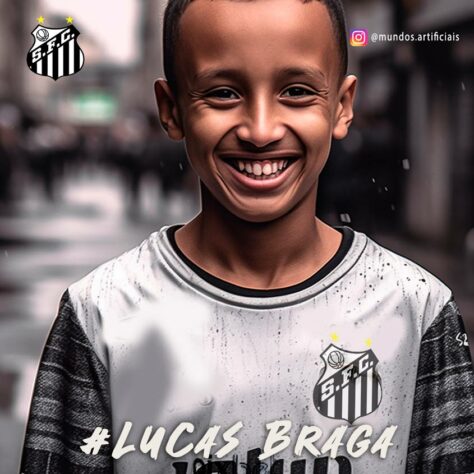 Santos: versão criança do Lucas Braga, criada com auxílio da inteligência artificial.