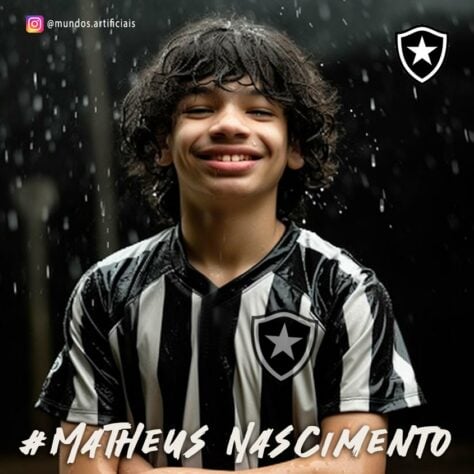 Botafogo: versão criança do Matheus Nascimento, criada com auxílio da inteligência artificial.