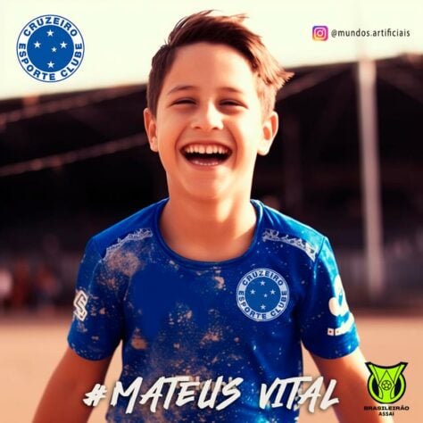 Cruzeiro: versão criança do Mateus Vital, criada com auxílio da inteligência artificial.