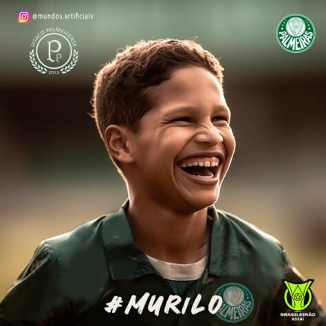 Palmeiras: versão criança do Murilo, criada com auxílio da inteligência artificial.