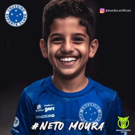 Cruzeiro: versão criança do Neto Moura, criada com auxílio da inteligência artificial.
