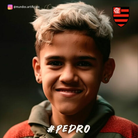 Flamengo: versão criança do Pedro, criada com auxílio da inteligência artificial.