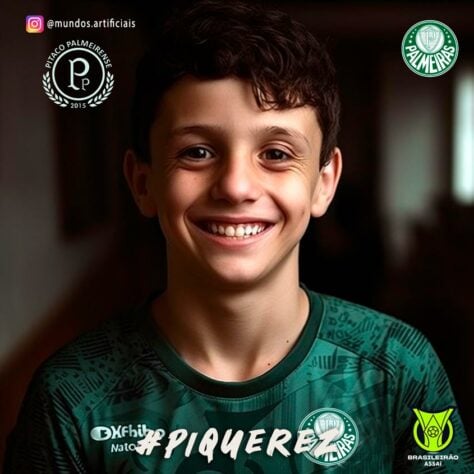 Palmeiras: versão criança do Piquerez, criada com auxílio da inteligência artificial.