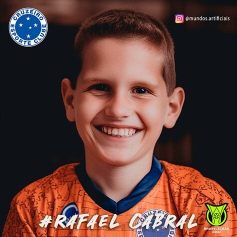 Cruzeiro: versão criança do goleiro Rafael Cabral, criada com auxílio da inteligência artificial.