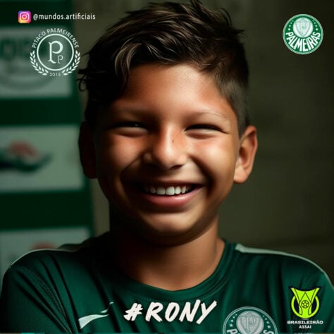 Palmeiras: versão criança do Rony, criada com auxílio da inteligência artificial.