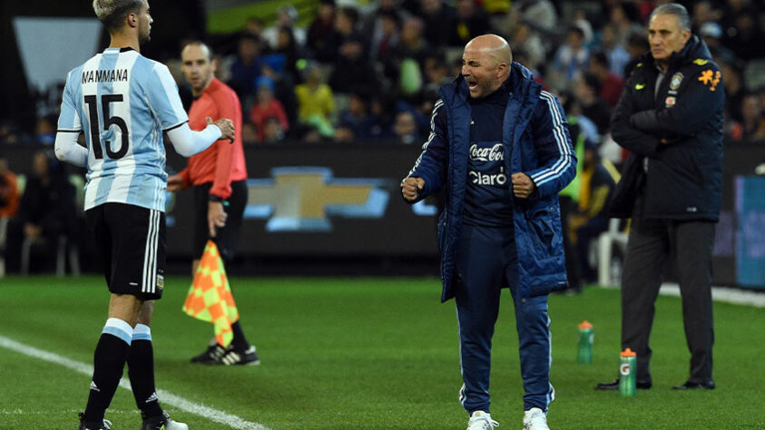 Em sua estreia como técnico da Argentina, Sampaoli derrotou a Seleção Brasileira por 1 a 0, sendo responsável pela primeira derrota do Brasil sob o comando do técnico Tite.