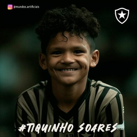 Botafogo: versão criança do Tiquinho Soares, criada com auxílio da inteligência artificial.