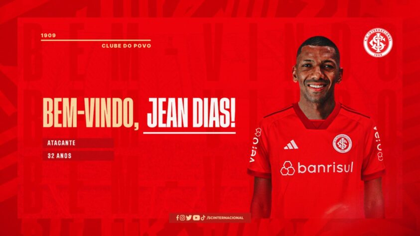 FECHADO - O Internacional também contratou o atacante Jean Dias, do Caxias. Aos 32 anos, o atleta se destacou no Campeonato Gaúcho e assinou até o fim da temporada.