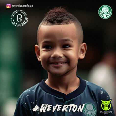 Palmeiras: versão criança do goleiro Weverton, criada com auxílio da inteligência artificial.