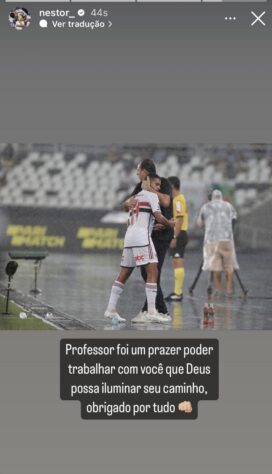 Rodrigo Nestor publicou: "Professor, foi um prazer poder trabalhar com você. Que Deus possa iluminar seu caminho. Obrigado por tudo"