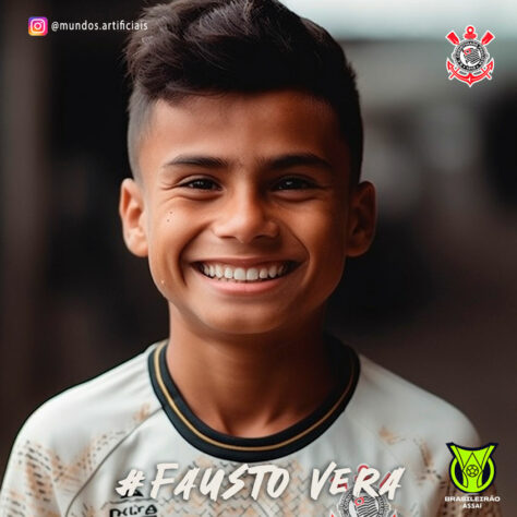 Corinthians: versão criança do Fausto Vera, criada com auxílio da inteligência artificial.