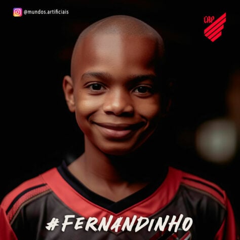 Athletico Paranaense: versão criança do Fernandinho, criada com auxílio da inteligência artificial.